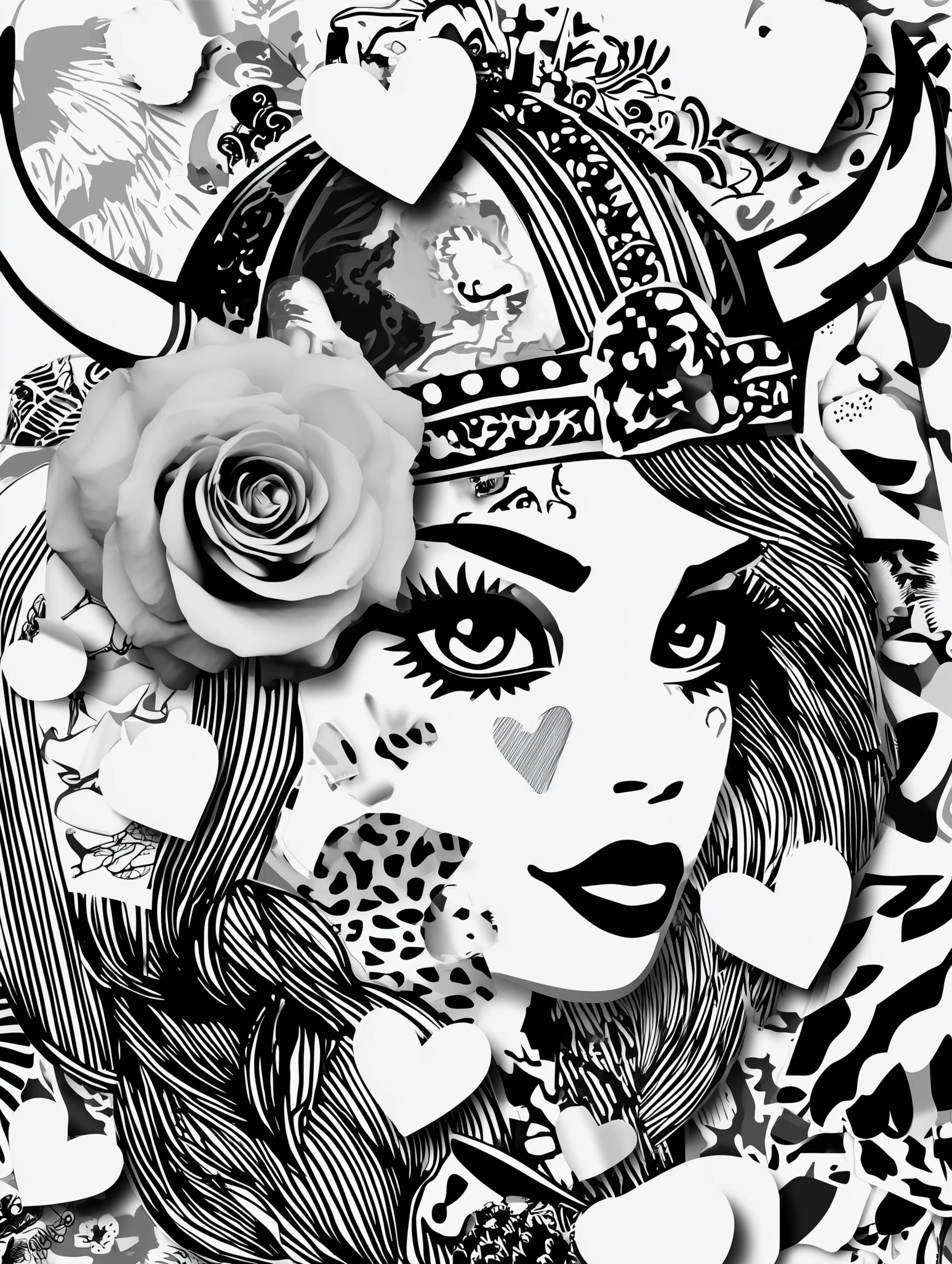 Free printable viking coloring page for adults featuring a viking woman wearing a fancy helmet